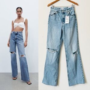 NWT ZARA size 38 high rise wide leg jeans